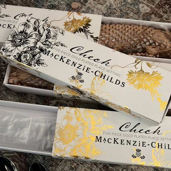 Mackenzie-Childs Gold Check Flatware - 5-Piece Place Setting- 8 SETS AVAILABLE - Picture 5 of 11